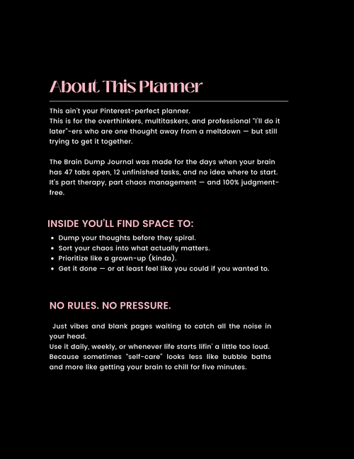 Brain Dump Journal for Overthinkers | ADHD & Mental Health Planner