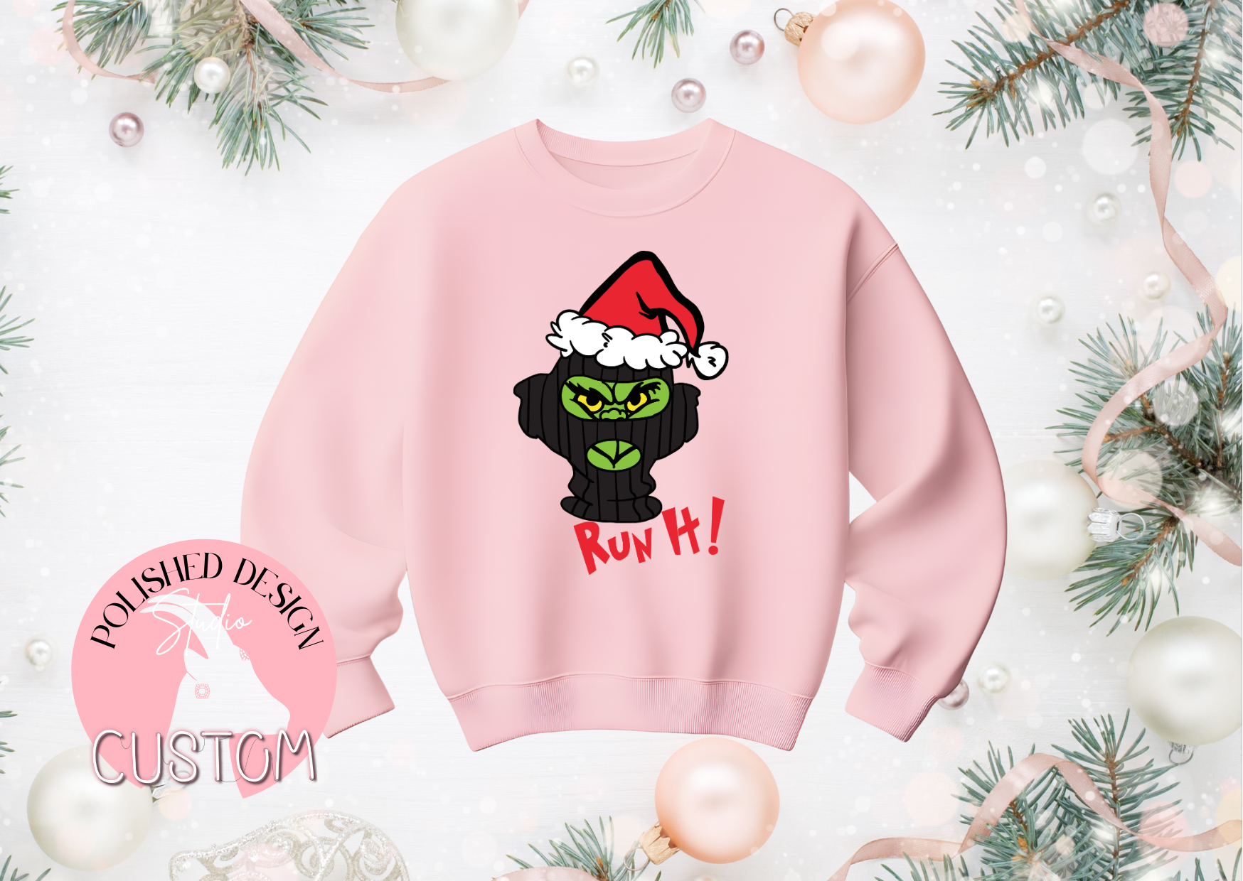RUN IT! Christmas Shirt | Funny Hood Holiday Tee or Crewneck | Urban Christmas Sweatshirt | Polished Design Studio