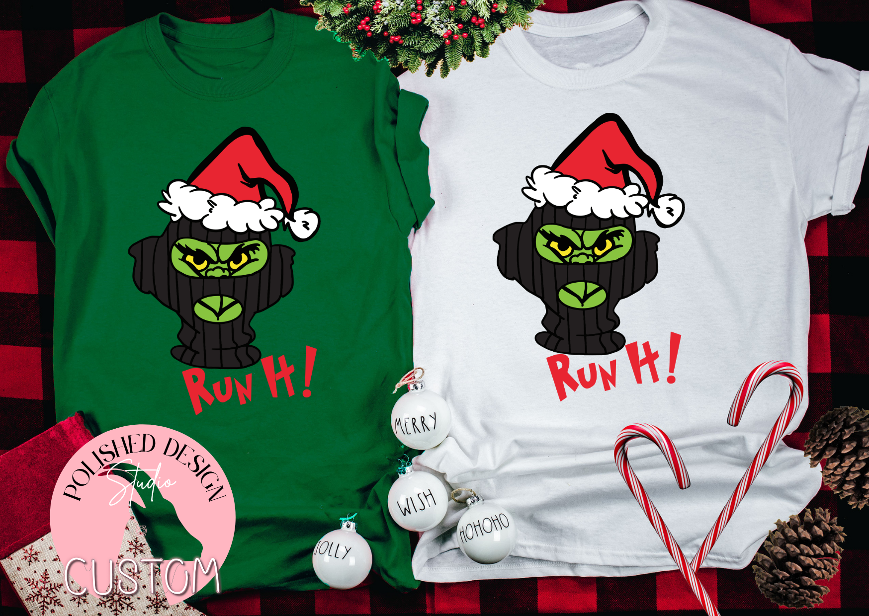 RUN IT! Christmas Shirt | Funny Hood Holiday Tee or Crewneck | Urban Christmas Sweatshirt | Polished Design Studio