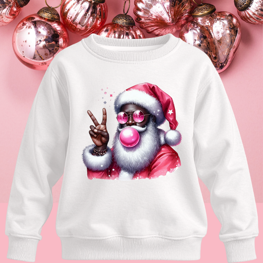 Bubblegum Santa Holiday Crewneck + Hoodie