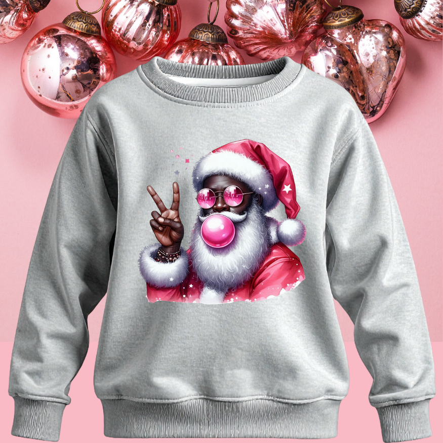 Bubblegum Santa Holiday Crewneck + Hoodie